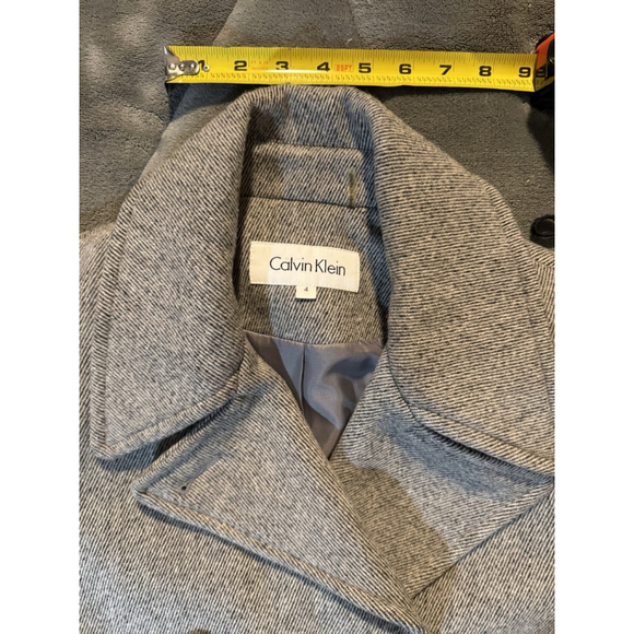 Calvin Klein Women's Gray Tweed Wool Blend Double Breasted Lined Pea Coat Size 4 - Picture 7 of 12